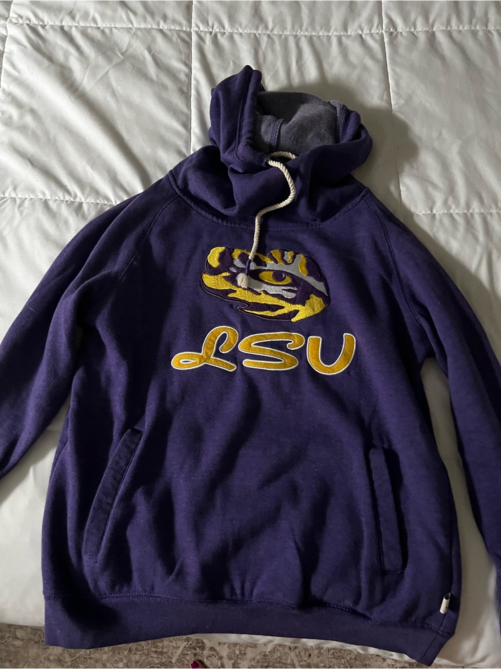 Colosseum Purple LSU Crewneck Sweatshirt with Yellow Appliqué